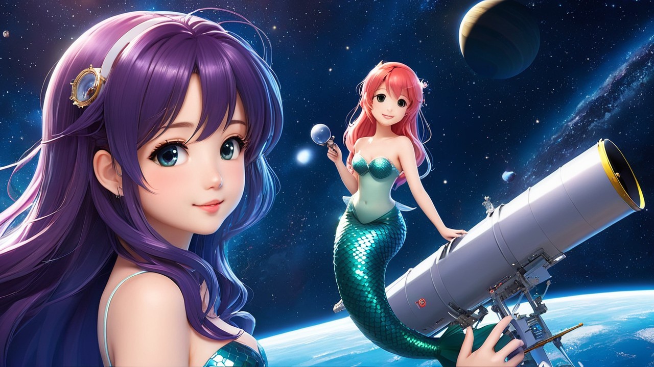Mermaids in a Cosmic Setting Among Stars and Planets