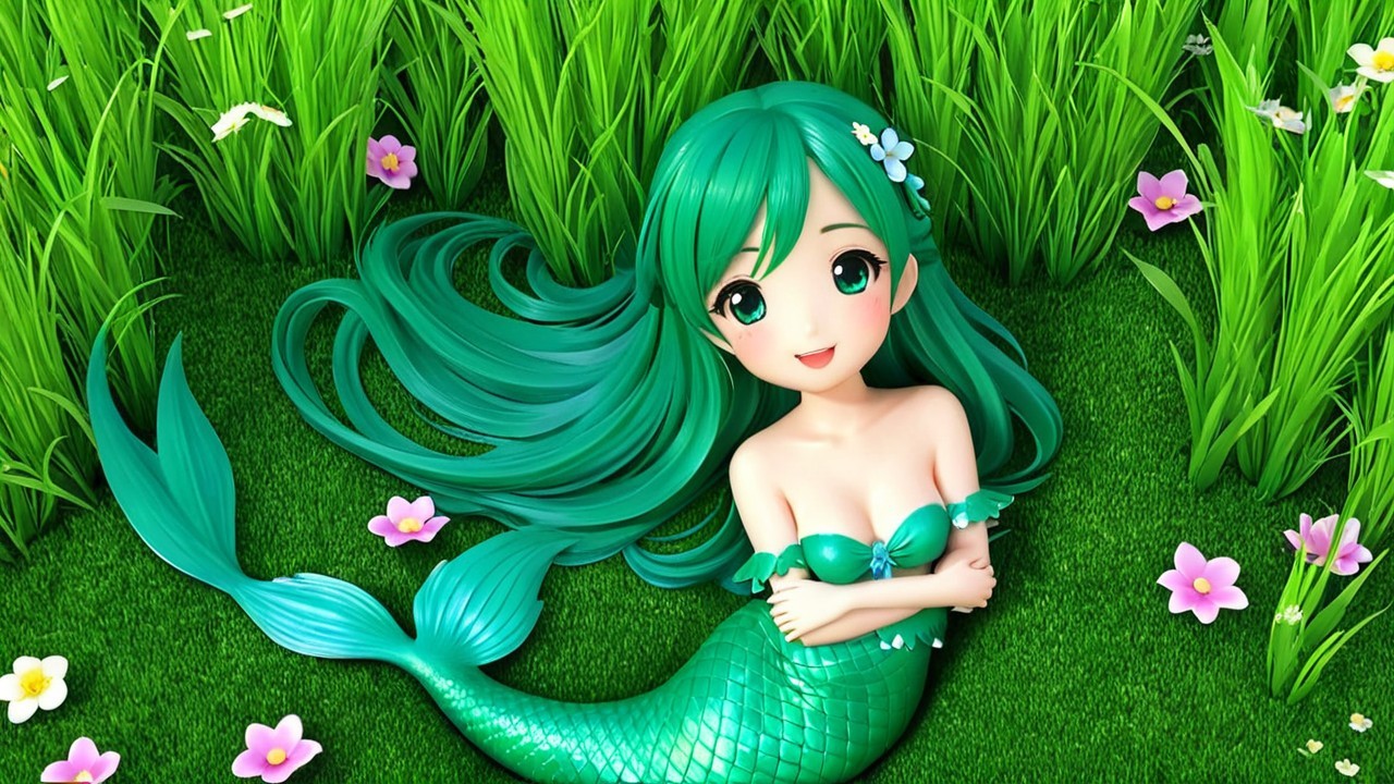 Enchanting Mermaid in a Lush Meadow