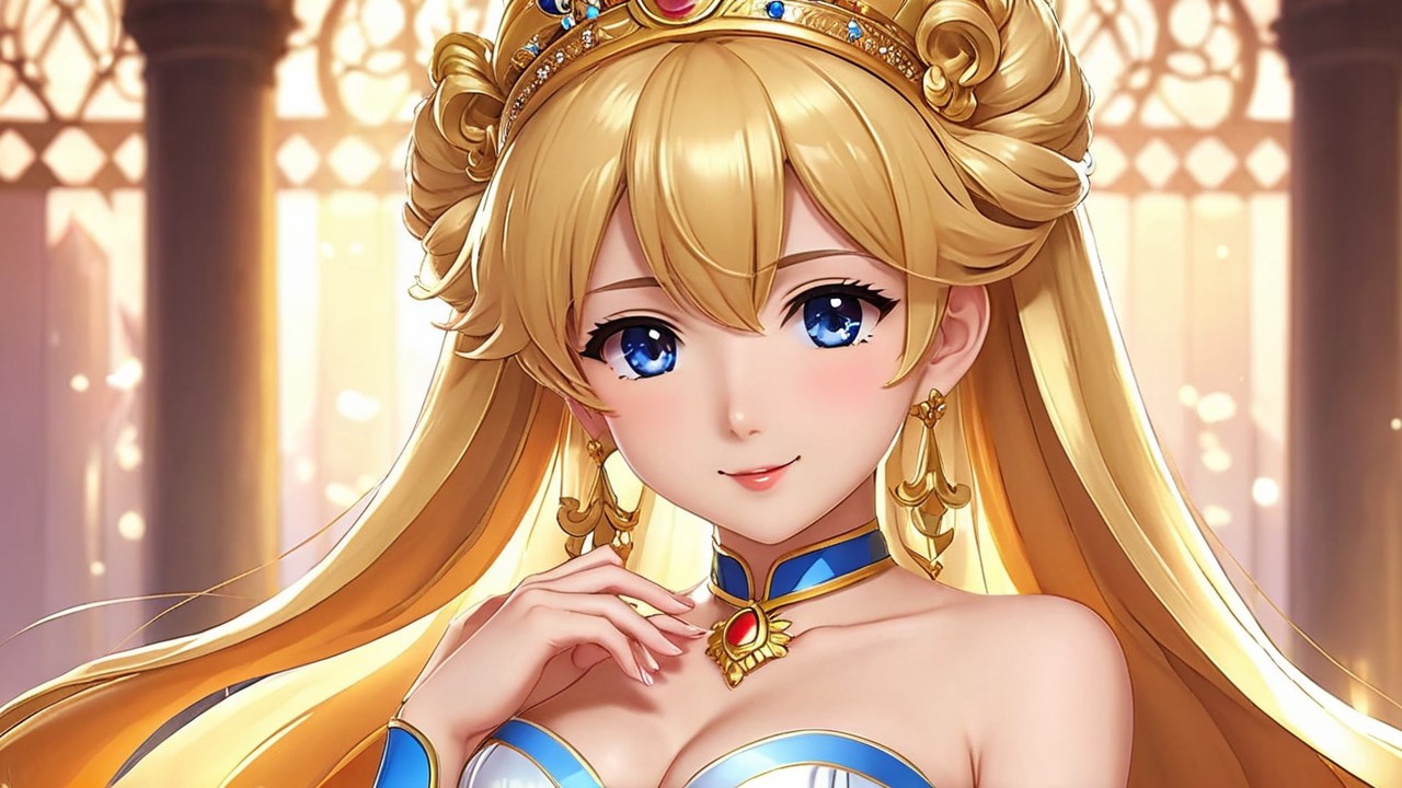 Illustration of a Regal Character with Blonde Curls