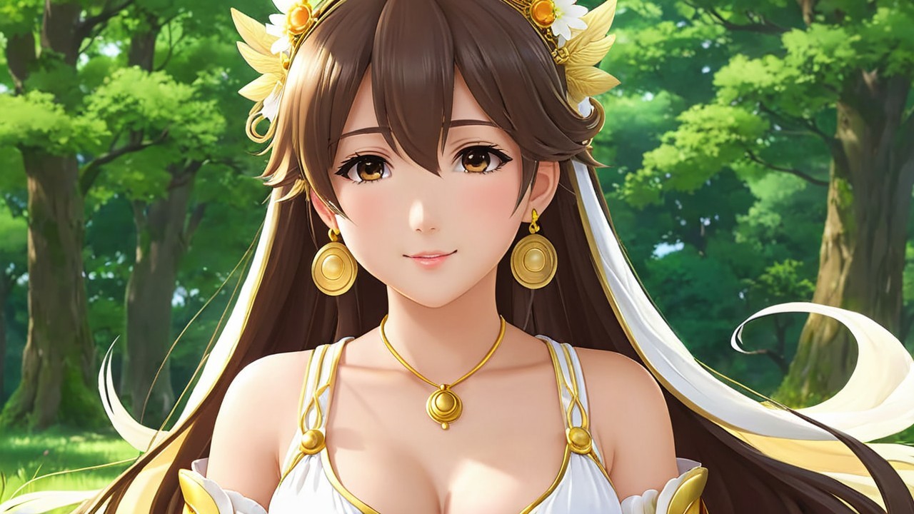 Young Woman in White Dress Amidst Lush Green Forest
