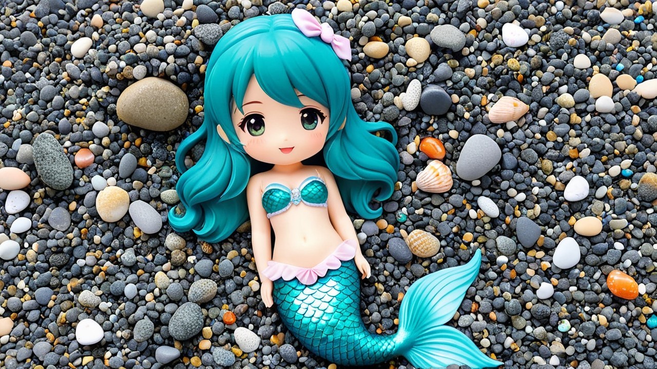 Mermaid Doll with Turquoise Hair and Shimmering Tail