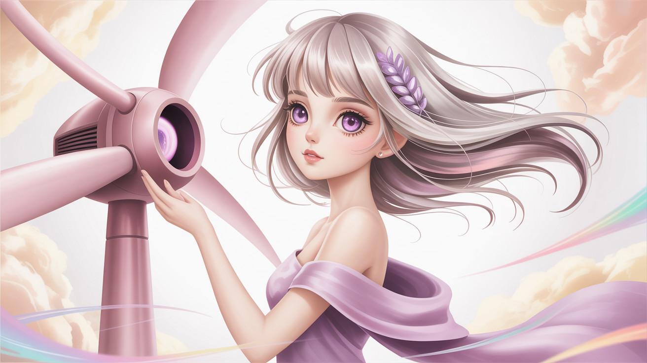 Anime girl with silver hair and lavender dress