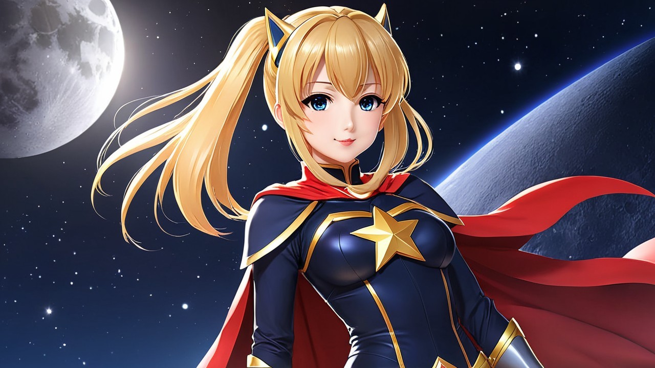 Anime Character in Blue and Gold Superhero Costume