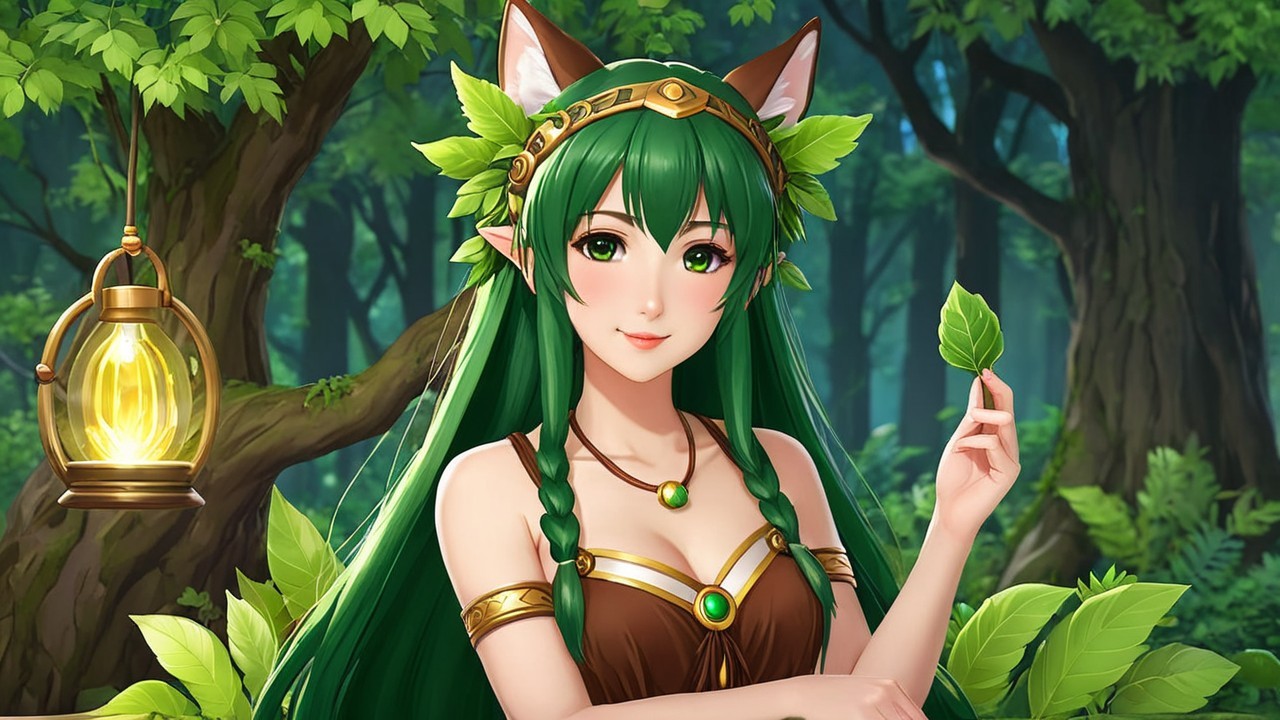 Fantastical Character in a Lush Forest Setting