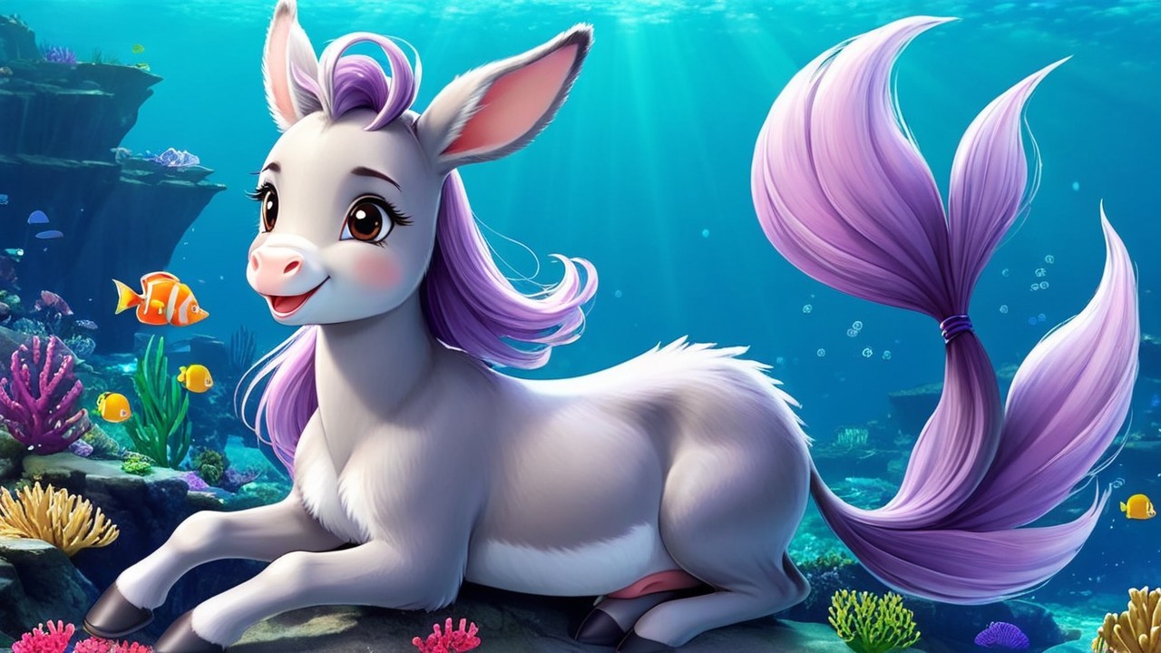 Animated Underwater Scene with Whimsical Donkey Creature