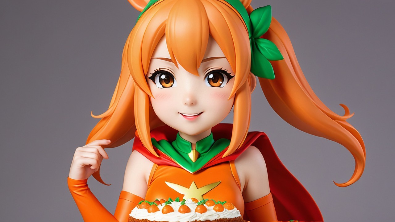 Vibrant Figurine of Cheerful Character with Cake