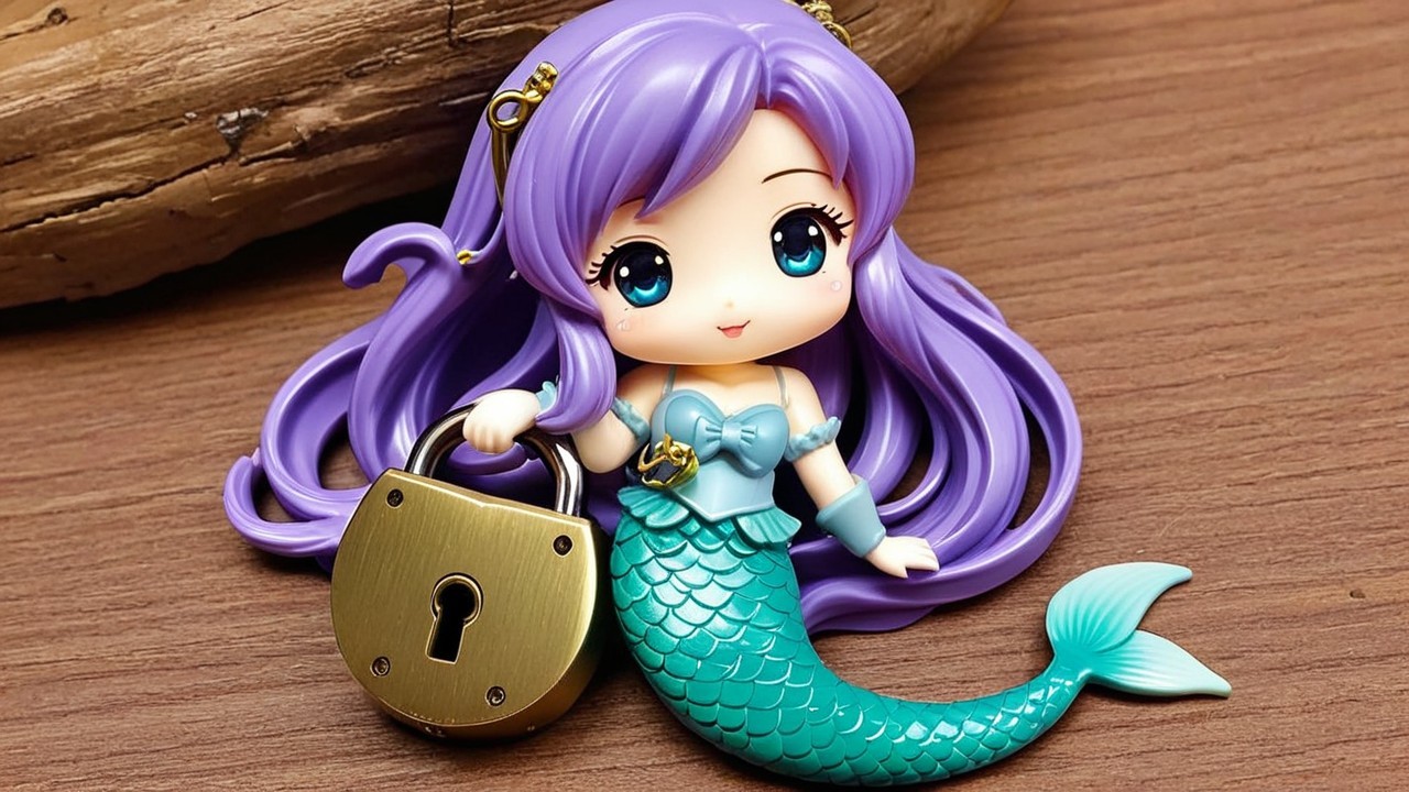 Mermaid Figurine with Purple Hair and Teal Tail