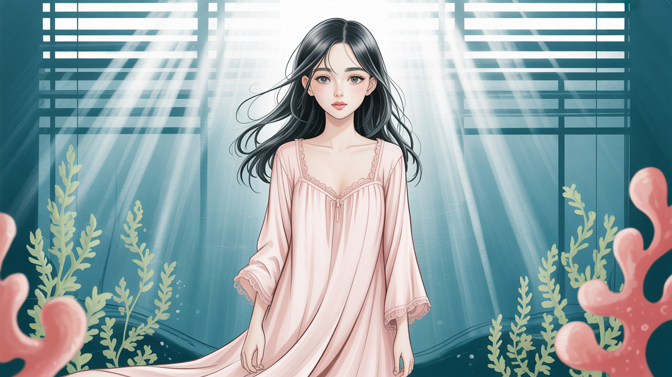 Anime Style Young Woman in Underwater Setting