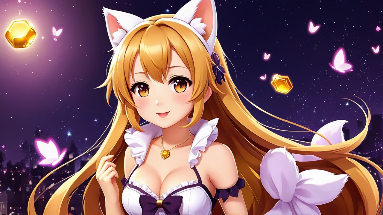Anime Character with Blonde Hair and Cat Ears