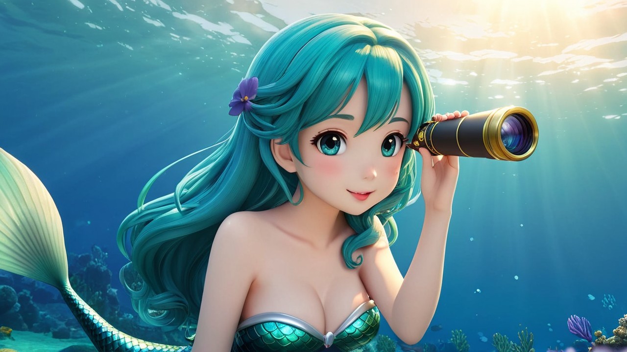 Vibrant Underwater Scene with Mermaid and Coral Life