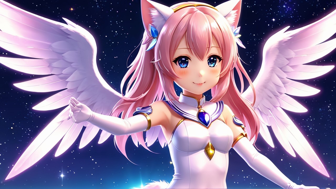 Charming Anime Character with Pink Hair and Wings
