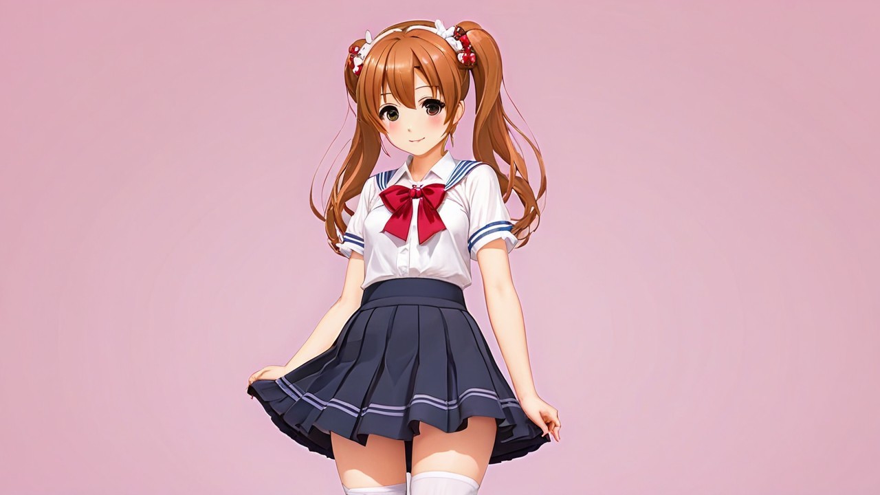 Cheerful Animated Character in School Uniform Design