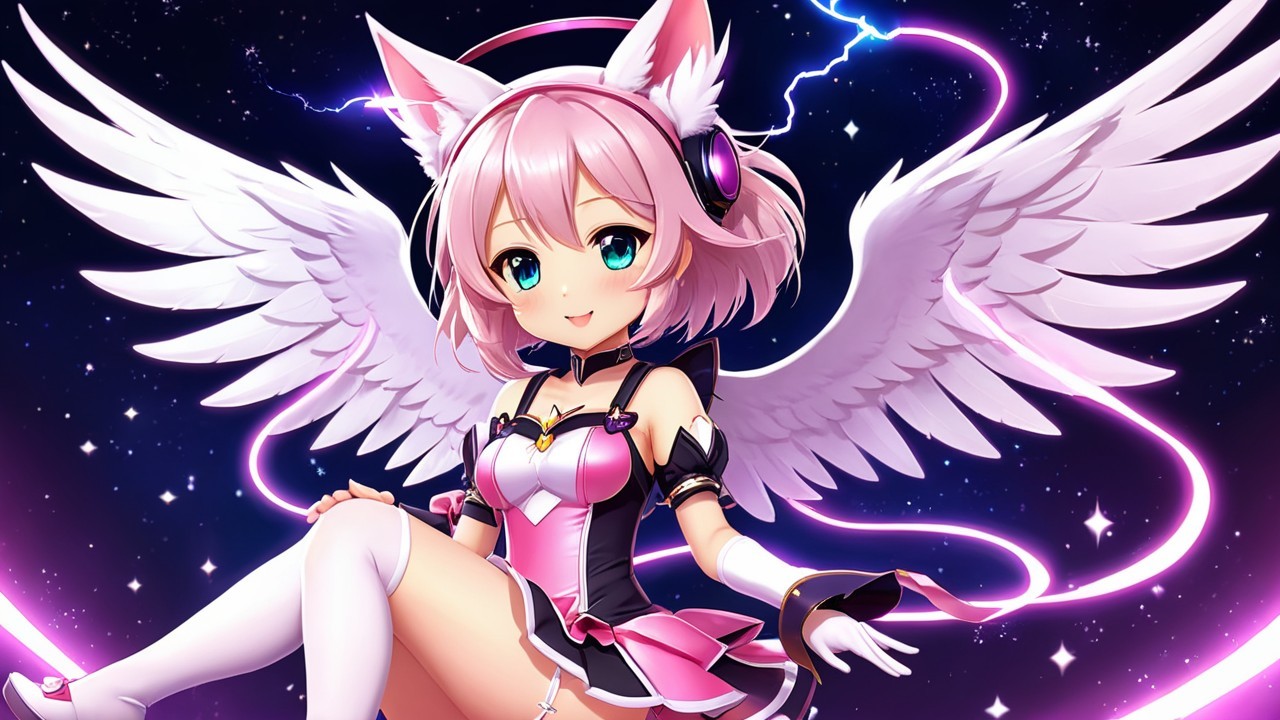 Vibrant Anime Character with Pink Hair and Wings