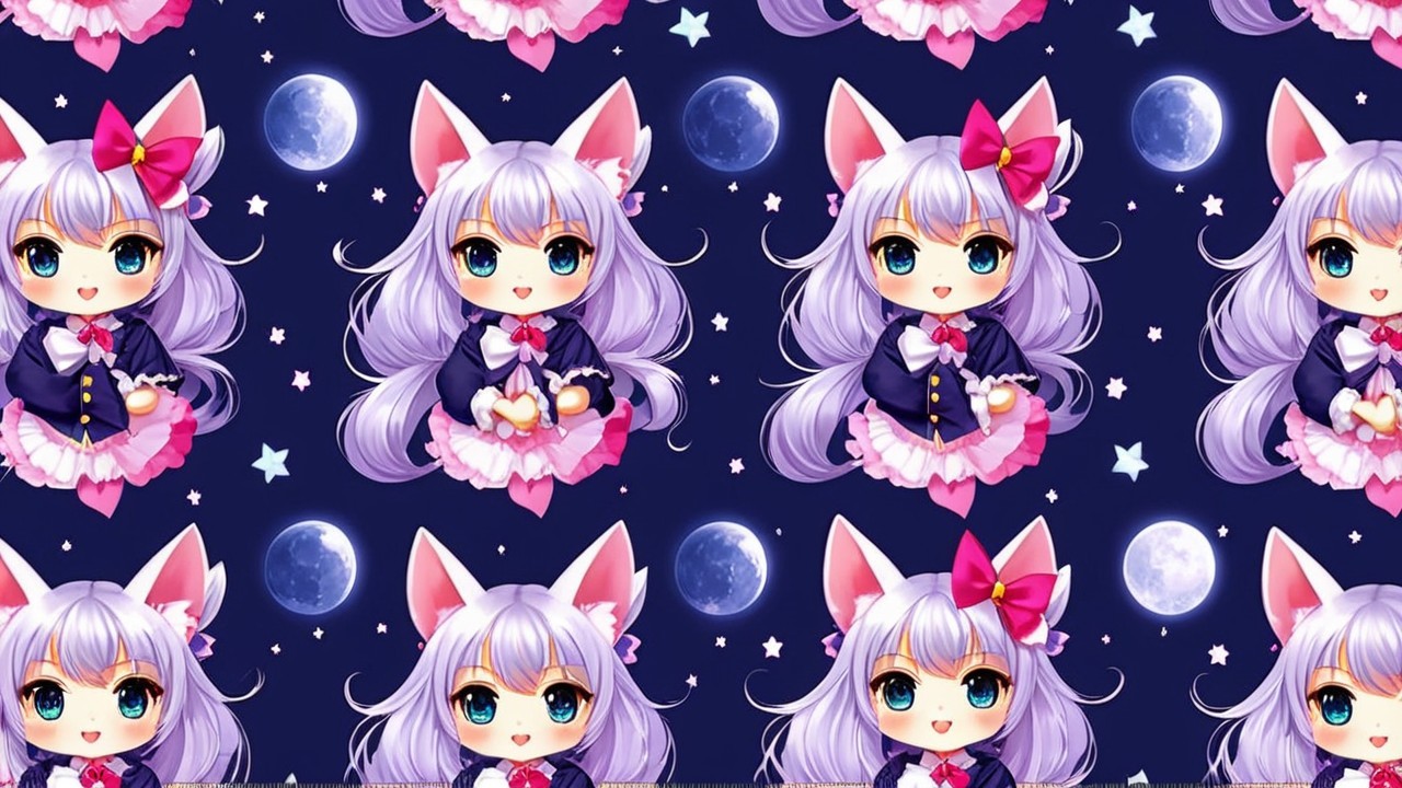 Anime-style characters with cat ears and starry background