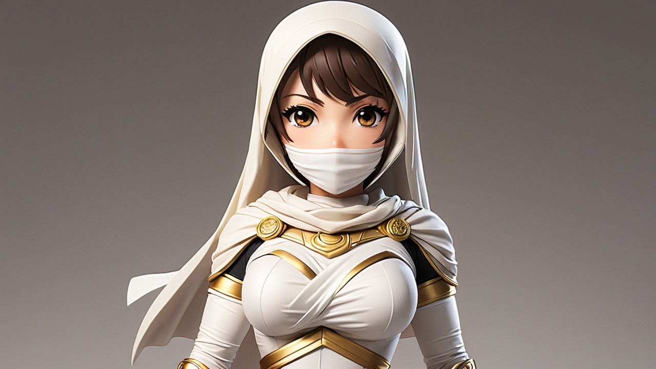 Stylized Female Character in Elegant White Outfit