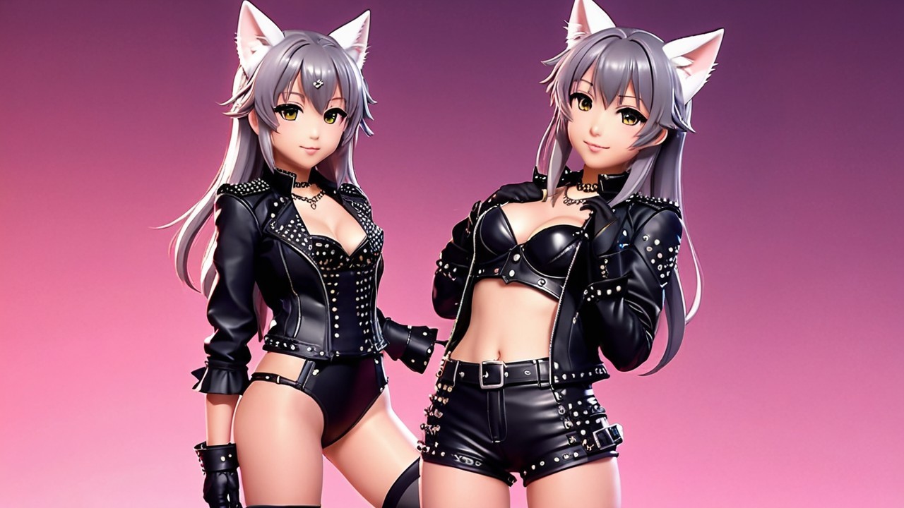 Anime Characters with Cat Ears in Edgy Outfits