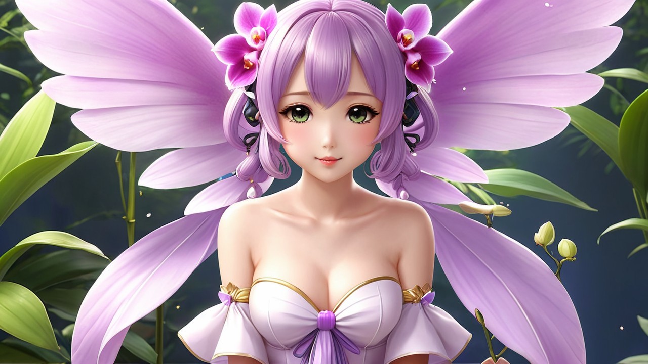 Fantasy Character with Lavender Hair and Butterfly Wings