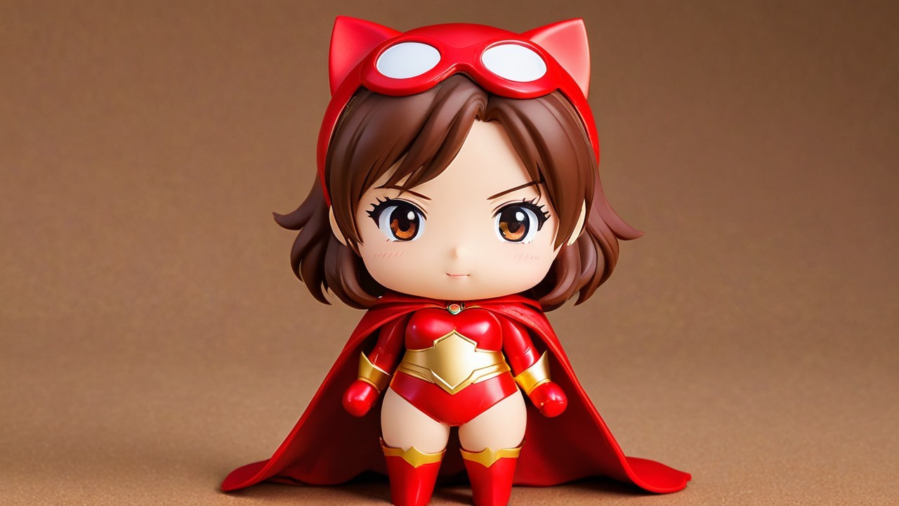 Chibi-Style Superhero Figure in Red Costume