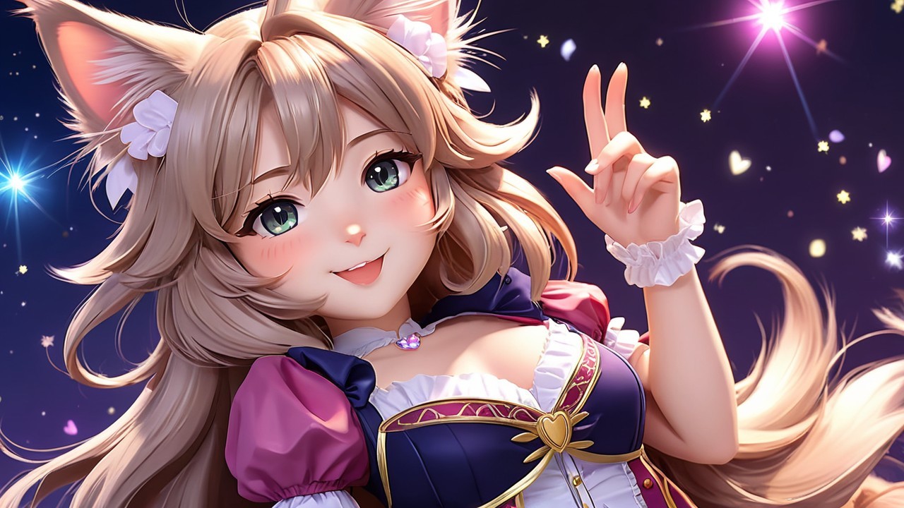 Anime Character with Blonde Hair and Cat Ears
