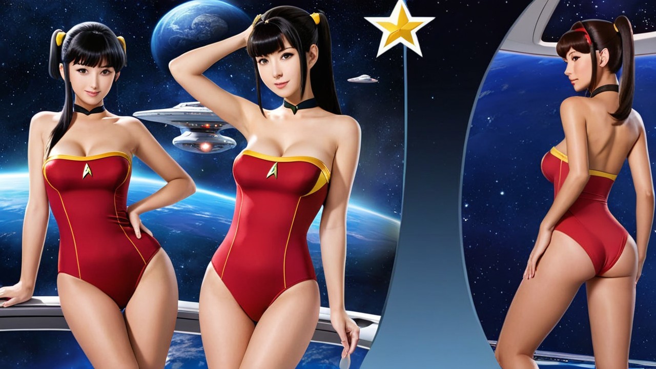 Stylized Female Character in Sci-Fi Cosmic Scene