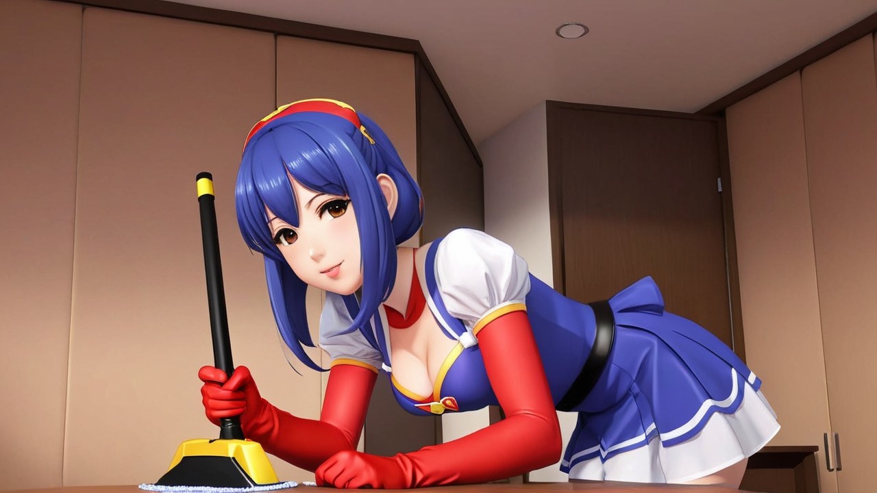 Anime Character with Blue Hair in Vibrant Outfit
