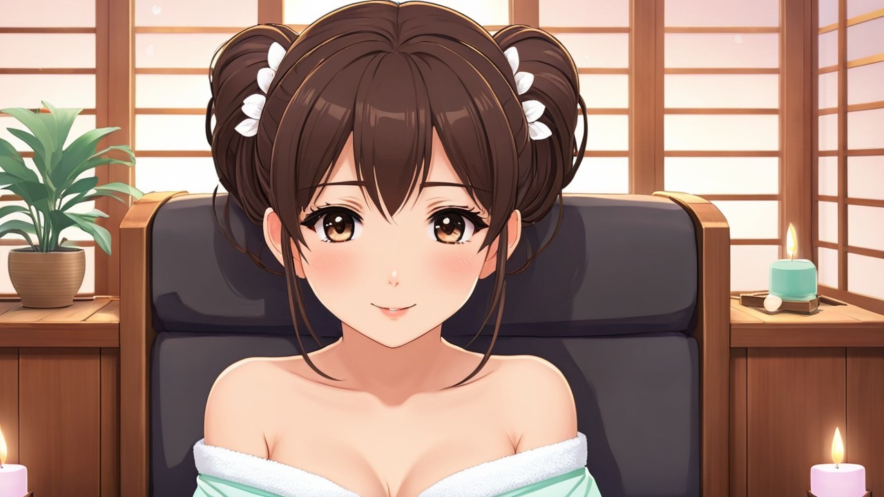 Anime Character with Twin Buns in Serene Setting