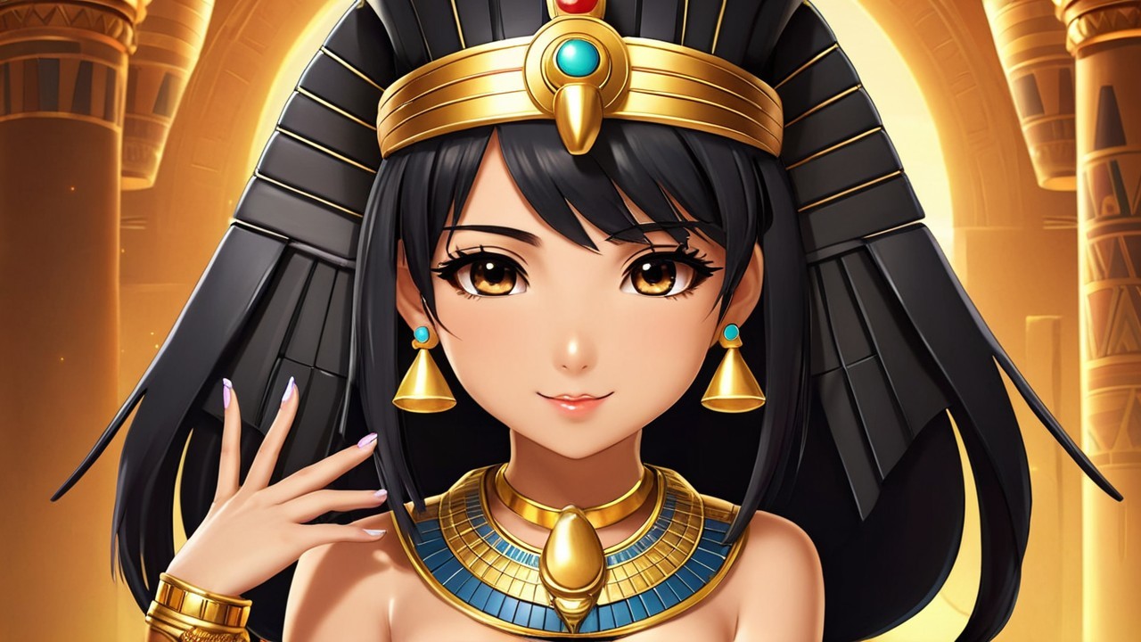 Young Woman in Ancient Egyptian Attire and Jewelry