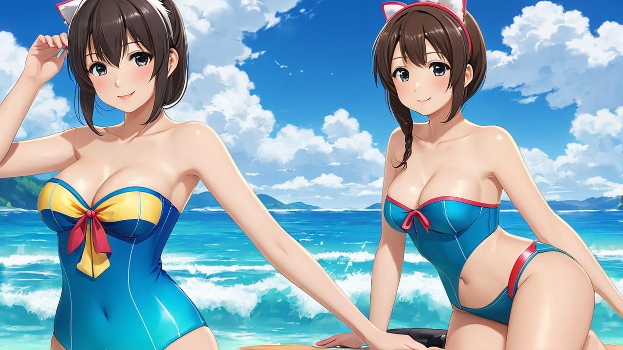 Animated Characters at a Vibrant Beach Scene