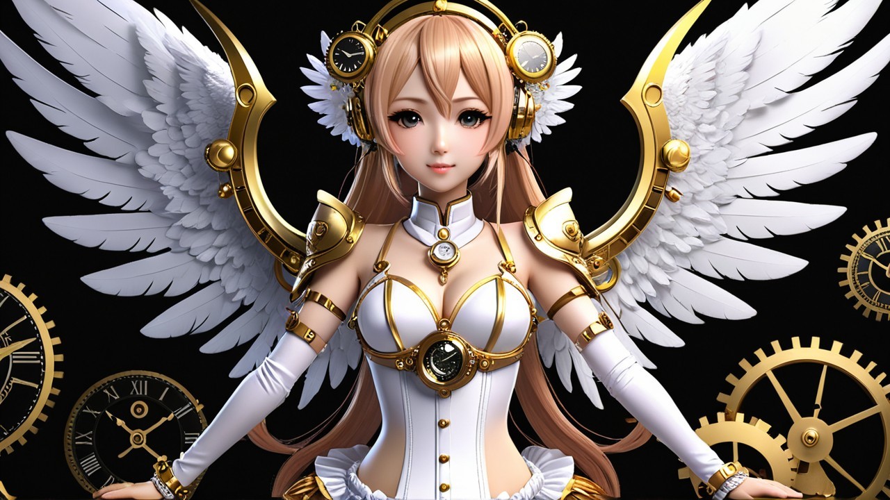 Elegant Character with Long Blonde Hair and Wings