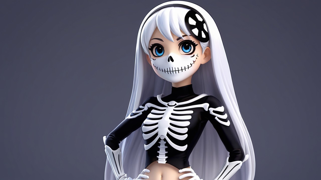 Playful Skeleton-Themed Character Design Description