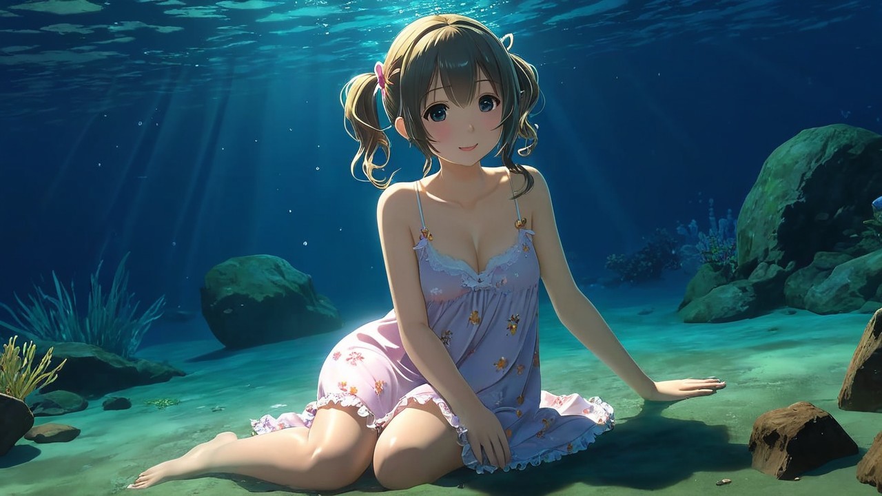 Animated Character on Ocean Floor in Soft Light
