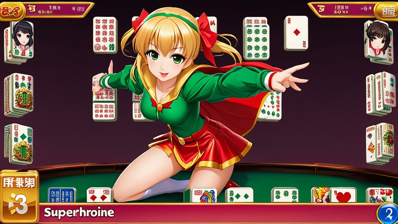 Anime-style superheroine character on gaming table