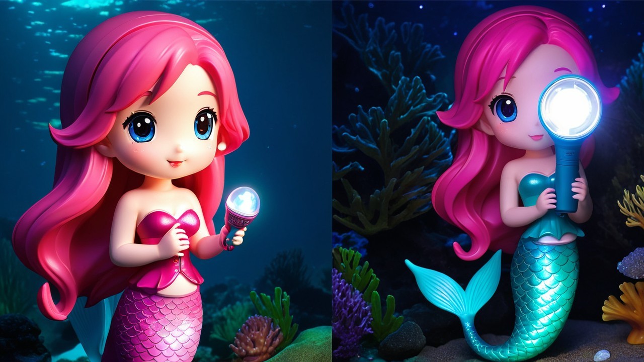 Vibrant Underwater Scene with Cartoon Mermaid and Coral