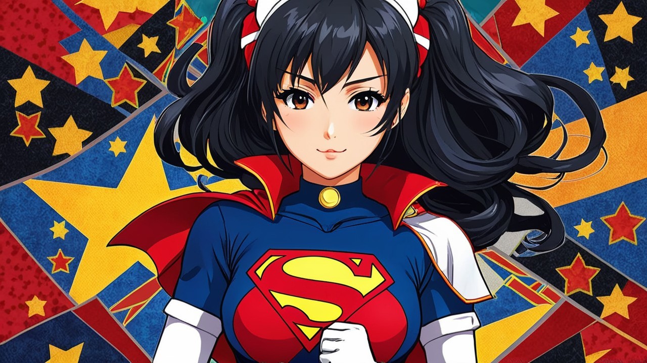 Anime Character in Superhero Costume with Emblem