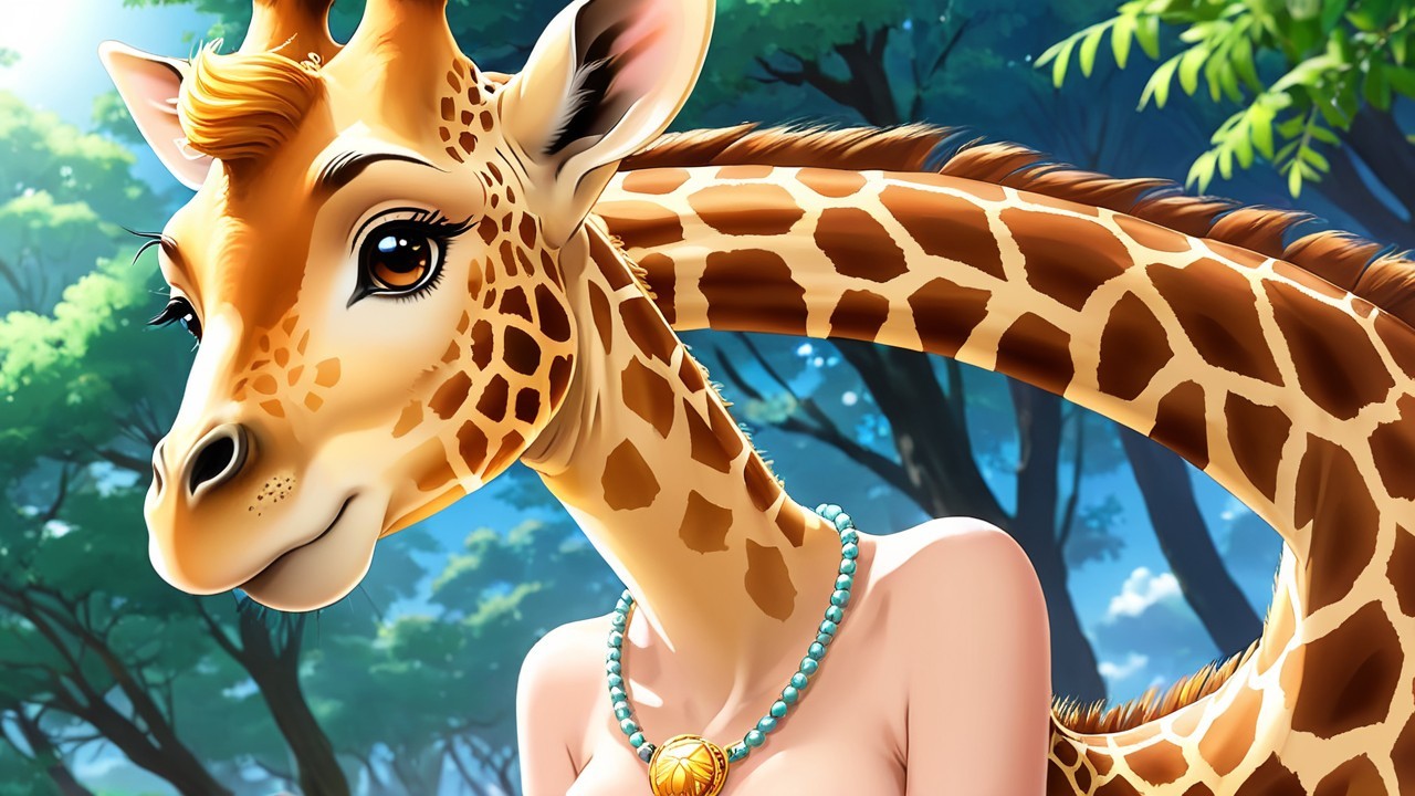 Cartoon Giraffe Illustration with Vibrant Background
