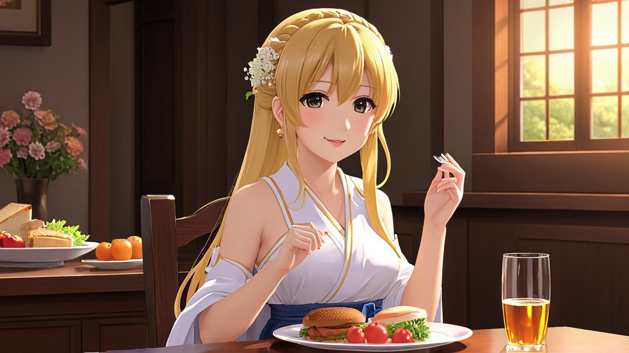 Elegant Animated Character at Cozy Table Setting