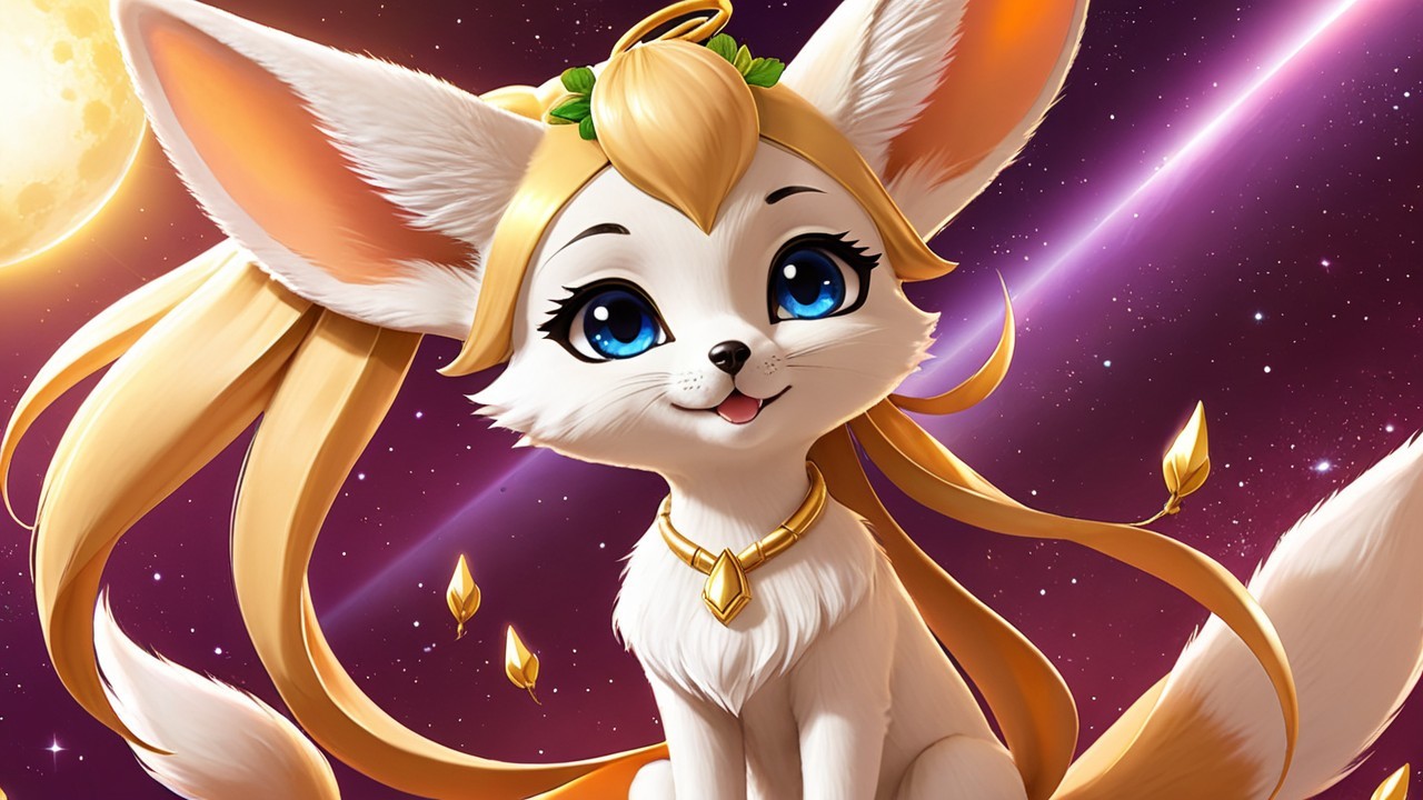 Charming Animated Fox Character in Cosmic Background