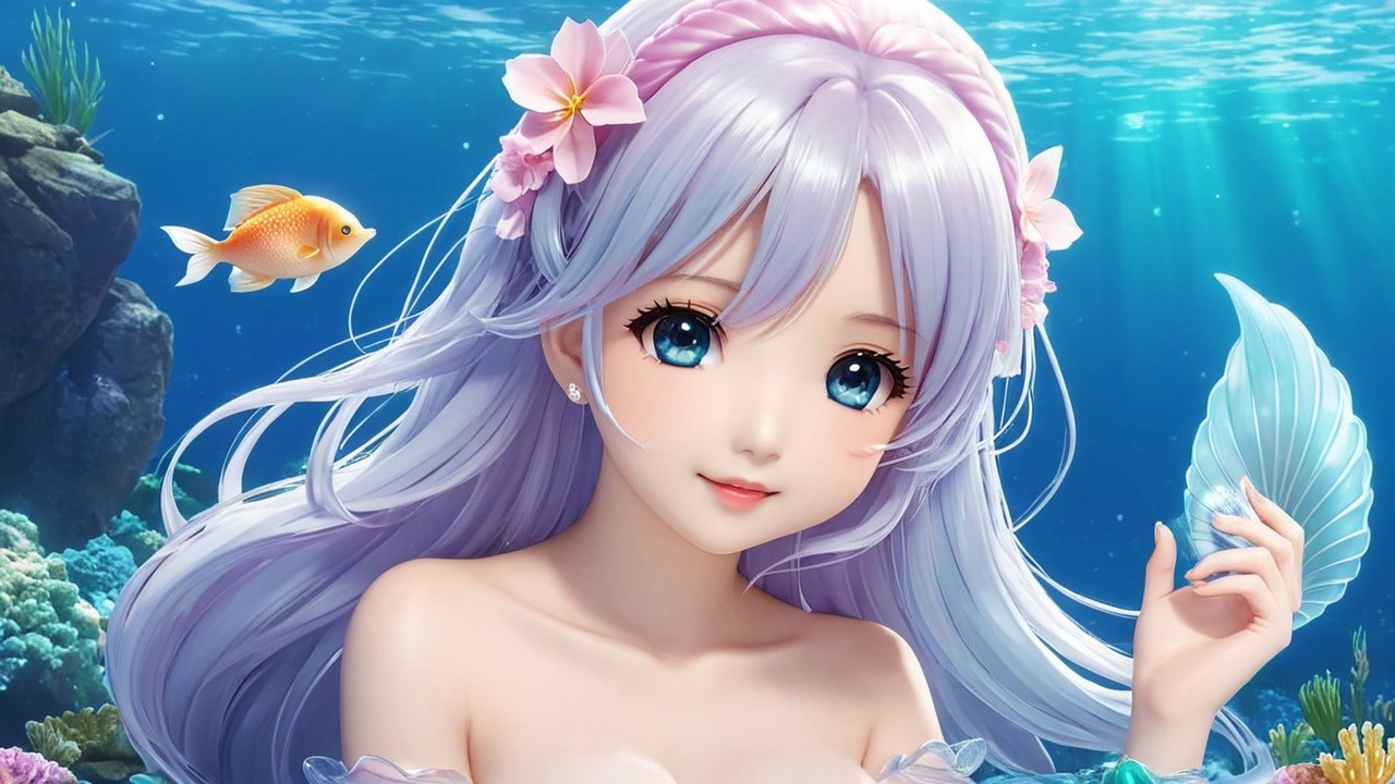 Underwater Scene with Lavender-Haired Character