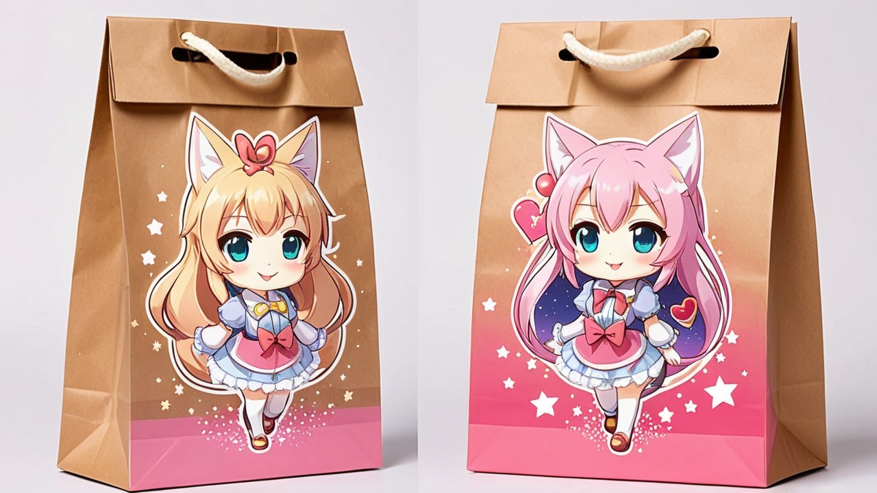 Stylish Paper Bag with Adorable Anime Characters