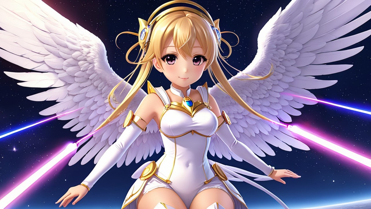 Anime Character with Long Blonde Hair and Wings