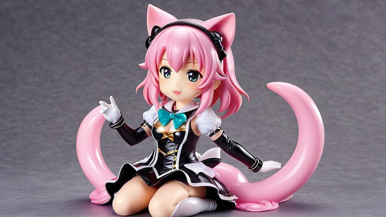 Cute Character with Pink Hair and Cat Ears