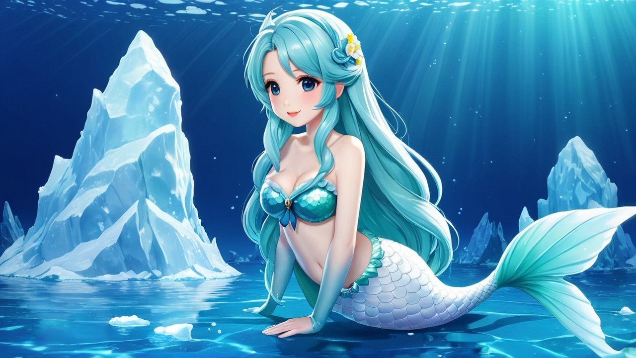 Animated Mermaid in Serene Underwater Landscape