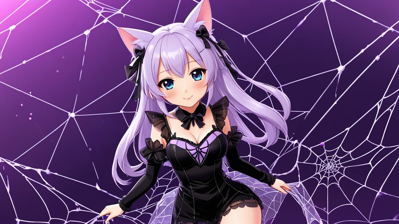 Anime Character with Cat Ears and Lavender Hair