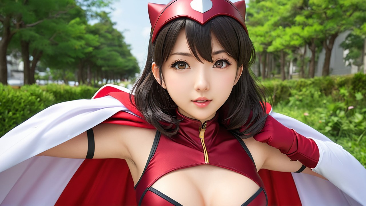 Superhero Character in Red and White Costume in Park