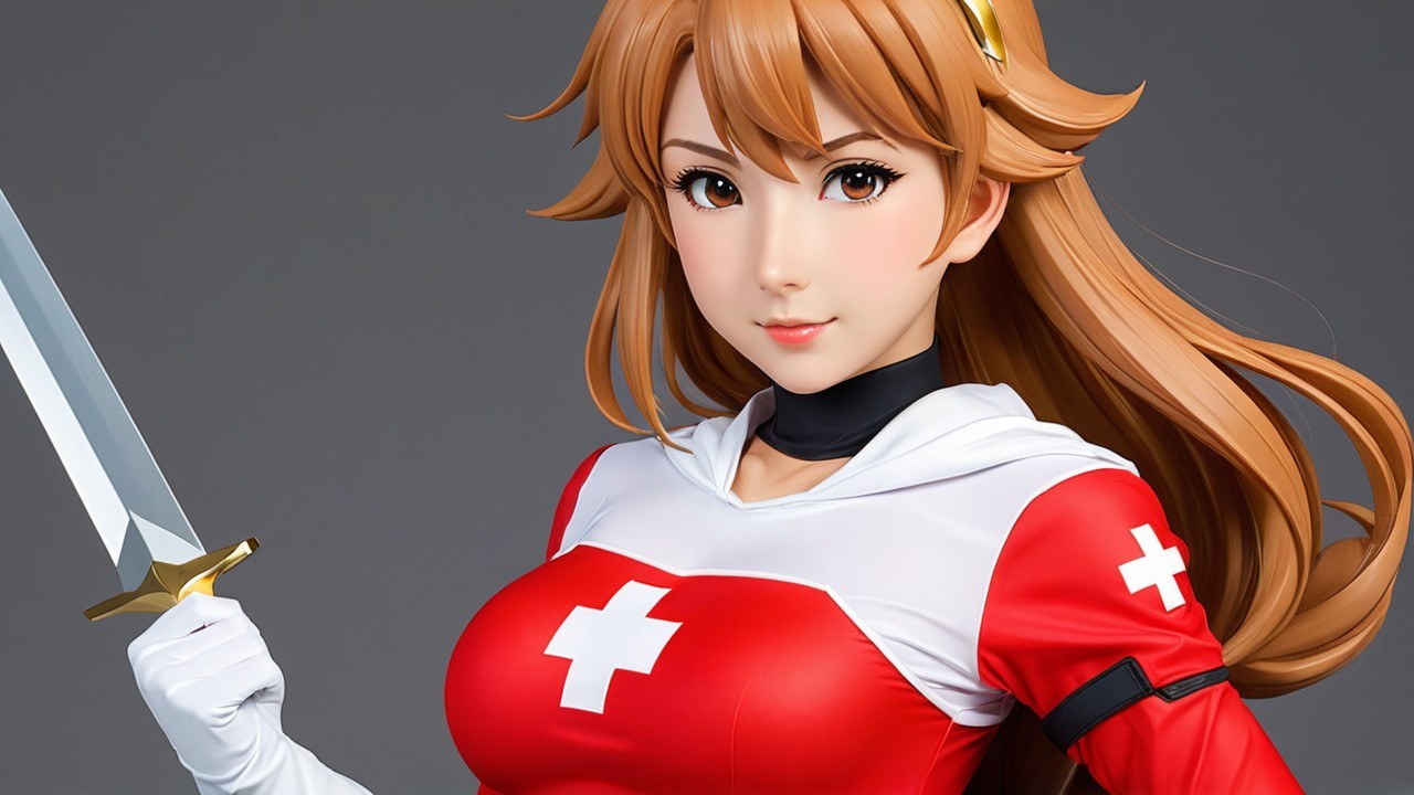 3D Anime Character of Young Woman with Sword