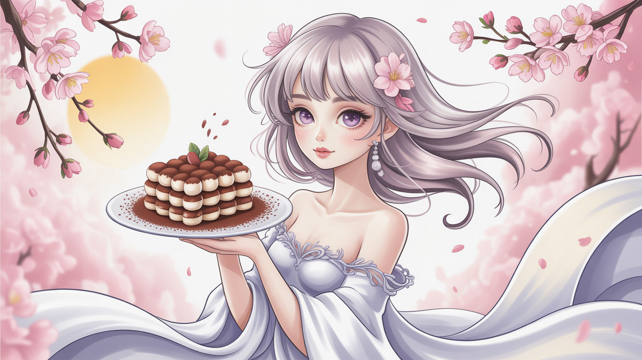 Anime woman with light purplish-grey hair and gown