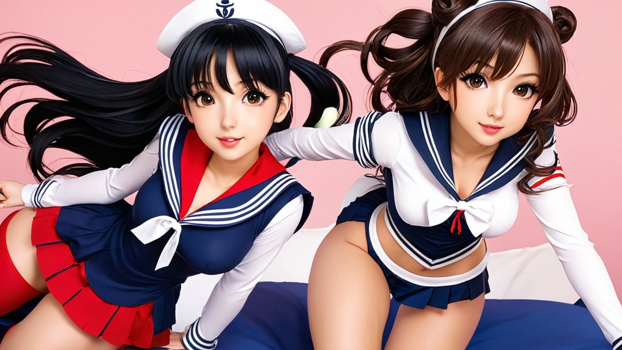 Anime Characters in Colorful Sailor Uniforms