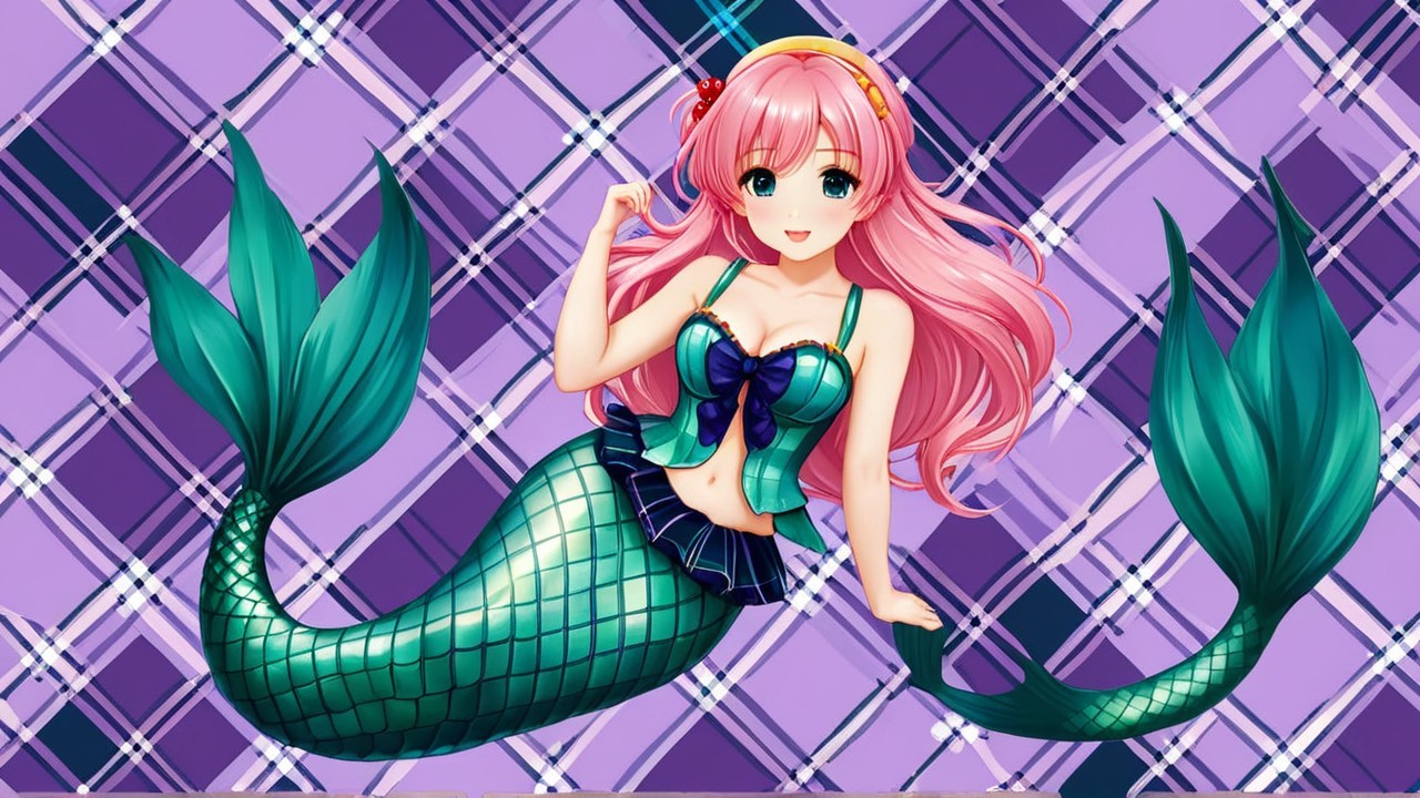 Charming Mermaid with Pink Hair and Teal Eyes