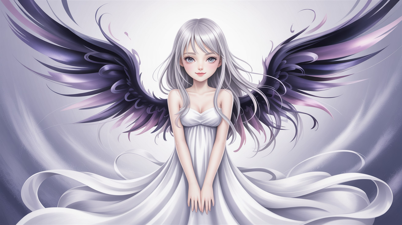 Anime-style illustration of a girl with feathered wings