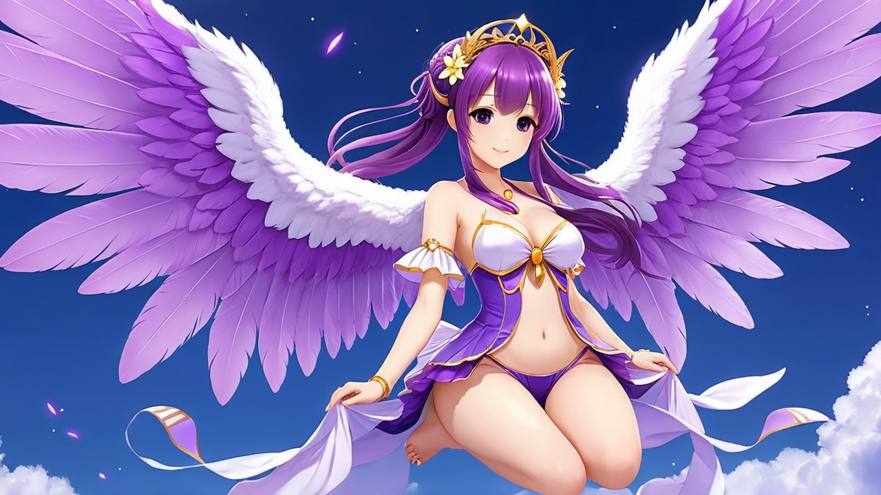 Character with Purple Hair and Majestic Wings